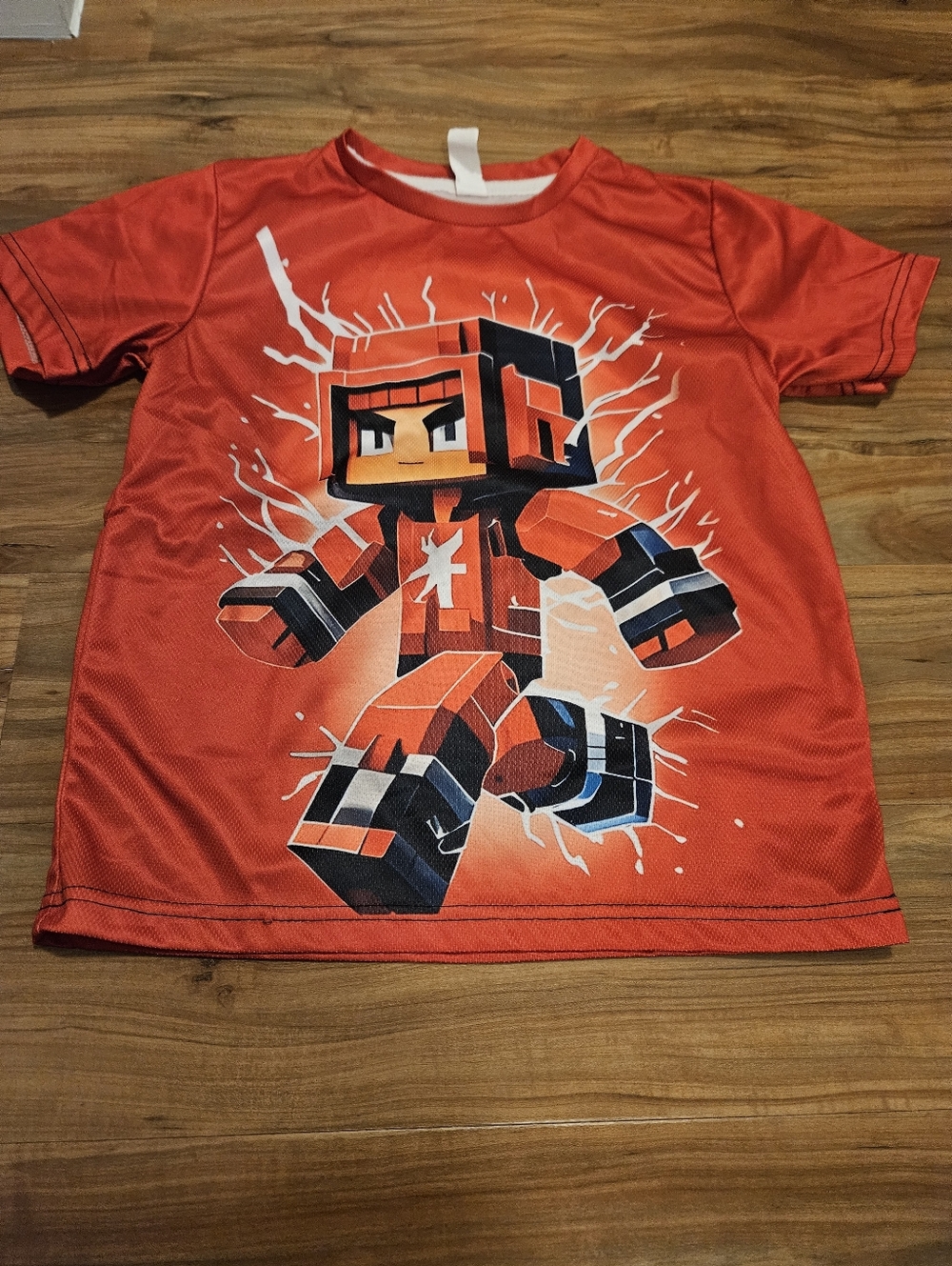 Red Graphic Minecraft-Style Kids 7/8 Y/0 Tee